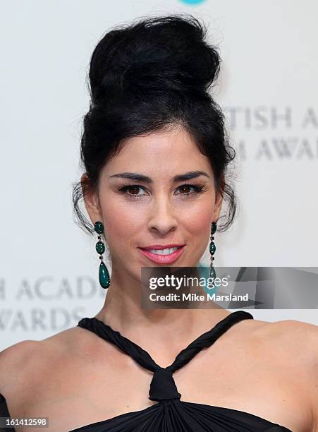 Sarah Silverman poses in the Press Room at the EE British Academy Film Awards at The Royal Opera House on February 10, 2013 in London, England.