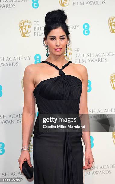 Sarah Silverman poses in the Press Room at the EE British Academy Film Awards at The Royal Opera House on February 10, 2013 in London, England.