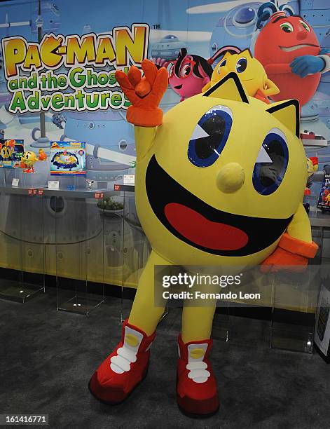 Pac-Man joins opening ceremonies at Toy Fair to celebrate the launch of new Pac-Man Toys from Bandai of America, based on the upcoming Disney XD...