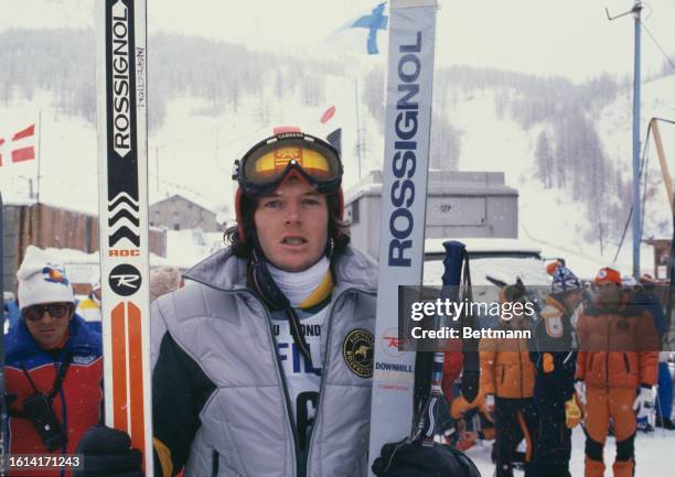 Australian skier Robert McIntyre in Val d'Isere, France, where he is competing in the FIS Alpine Ski World Cup, December 1977.