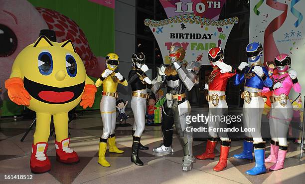 Pac-Man and The Power Rangers join opening ceremonies at Toy Fair to celebrate the launch of new Pac-Man Toys from Bandai of America, based on the...