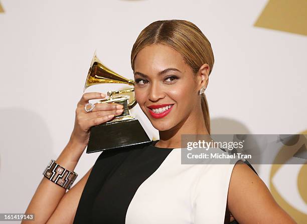 Beyonce attends The 55th Annual GRAMMY Awards - press room held at Staples Center on February 10, 2013 in Los Angeles, California.