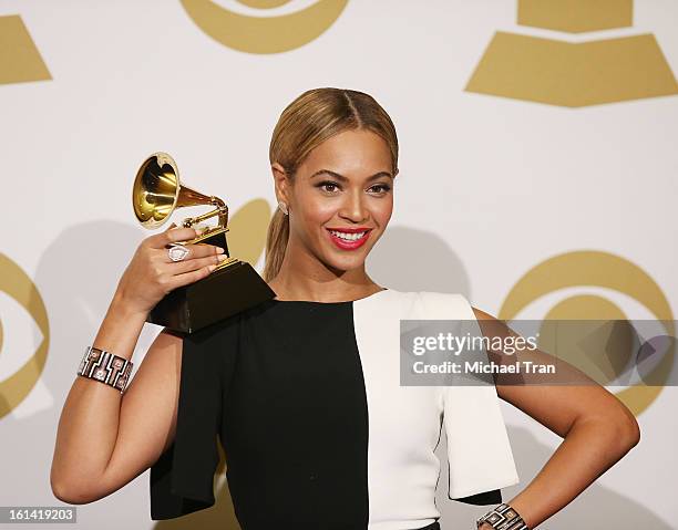 Beyonce attends The 55th Annual GRAMMY Awards - press room held at Staples Center on February 10, 2013 in Los Angeles, California.