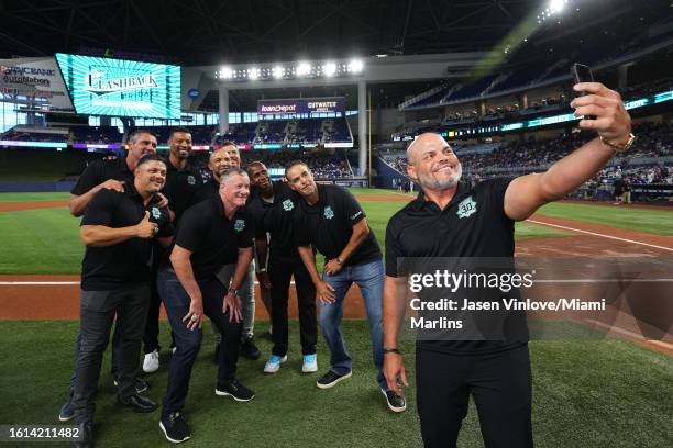 Former Florida Marlins Players Ivan Rodriguez, Jeff Conine, Ramón Castro, Carl Pavano, Alex Gonzales, Derek Lee, Josh Beckett, Juan Pierre and Mike...