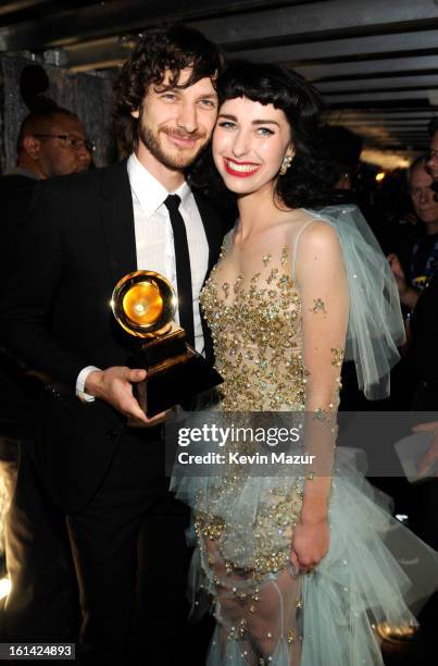 Singers Gotye and Kiimbra attend the 55th Annual GRAMMY Awards at STAPLES Center on February 10, 2013 in Los Angeles, California.