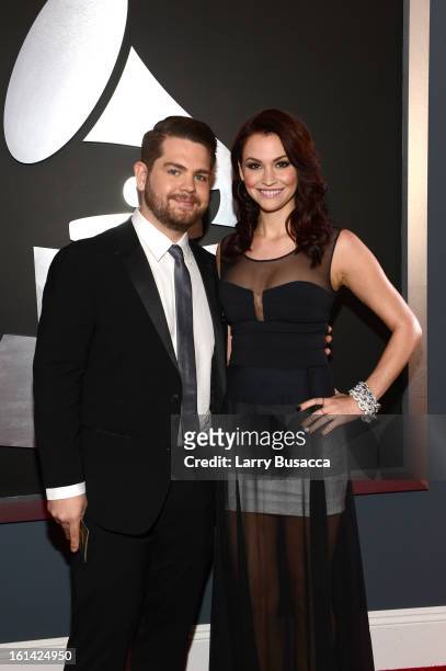 Personality Jack Osbourne and Lisa Stelly attend the 55th Annual GRAMMY Awards at STAPLES Center on February 10, 2013 in Los Angeles, California.