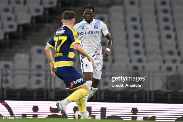 Hayrullah Bilazer of MKE Ankaragucu in action against Babajide David Akintola of Yukatel Adana Demirspor during Turkish Super Lig week 2 match...