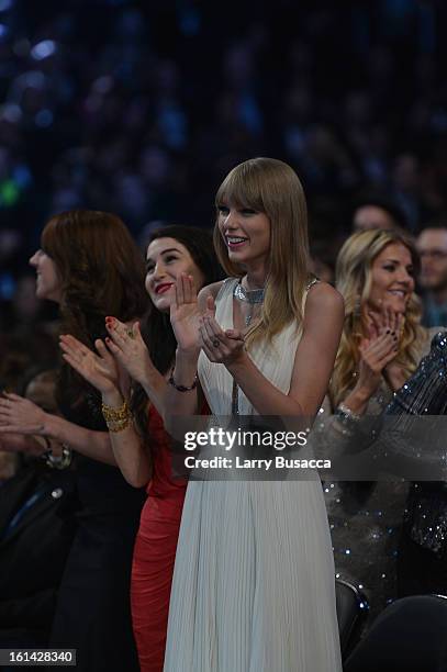 Singer Taylor Swift attends the 55th Annual GRAMMY Awards at STAPLES Center on February 10, 2013 in Los Angeles, California.