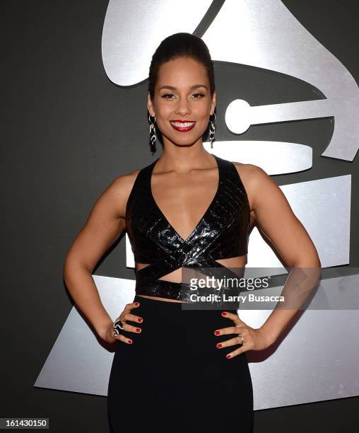 Musician Alicia Keys attends the 55th Annual GRAMMY Awards at STAPLES Center on February 10, 2013 in Los Angeles, California.