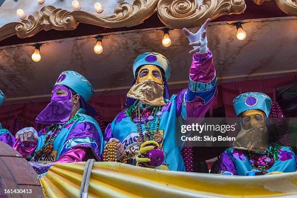 Float Rider 55 2013 Krewe Of Bacchus Mardi Gras Parade Stock Photos, High-Res ...