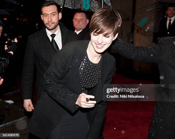 Anne Hathaway sighting on February 10, 2013 in London, England.