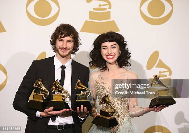 Gotye and Kimbra attend The 55th Annual GRAMMY Awards - press room held at Staples Center on February 10, 2013 in Los Angeles, California.