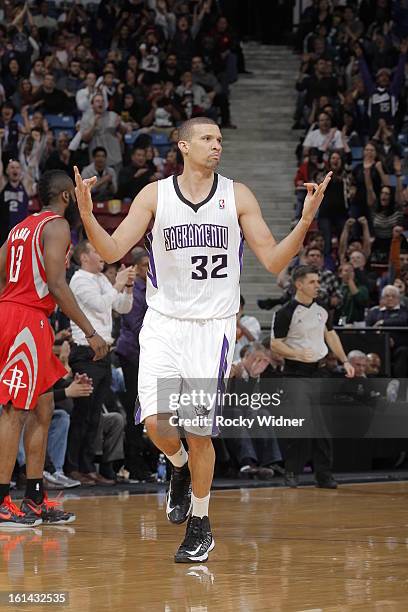 Francisco Garcia of the Sacramento Kings celebrates after hitting a three pointer against the Houston Rockets on February 10, 2013 at Sleep Train...