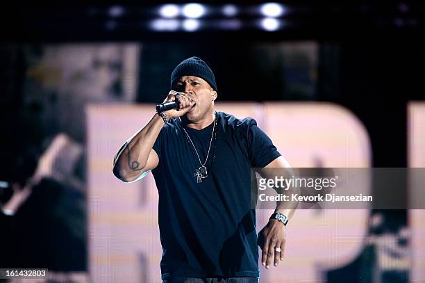 Host LL Cool J performs onstage at the 55th Annual GRAMMY Awards at Staples Center on February 10, 2013 in Los Angeles, California.