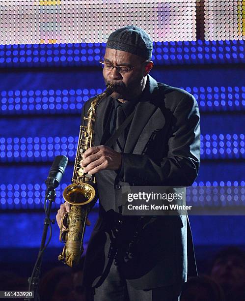 Musician Kenny Garrett performs onstage during the 55th Annual GRAMMY Awards at STAPLES Center on February 10, 2013 in Los Angeles, California.