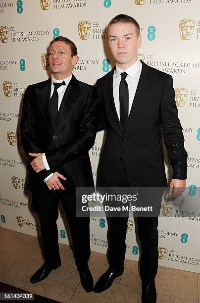 Leo Gregory and Will Poulter arrive at the EE British Academy Film Awards at the Royal Opera House on February 10, 2013 in London, England.