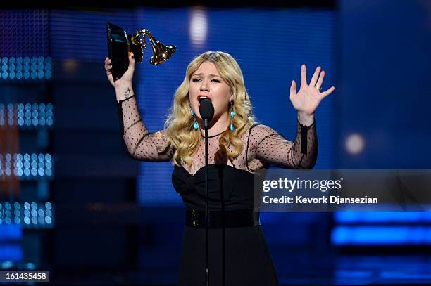 Singer Kelly Clarkson accepts Best Pop Vocal Album award for "Stronger" onstage at the 55th Annual GRAMMY Awards at Staples Center on February 10,...