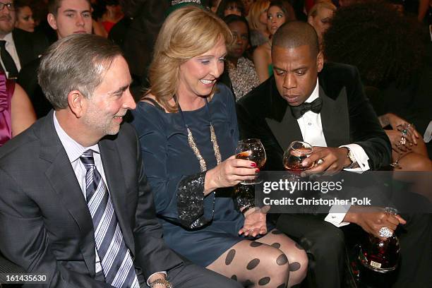 Rapper Jay-Z and guests attend the 55th Annual GRAMMY Awards at STAPLES Center on February 10, 2013 in Los Angeles, California.