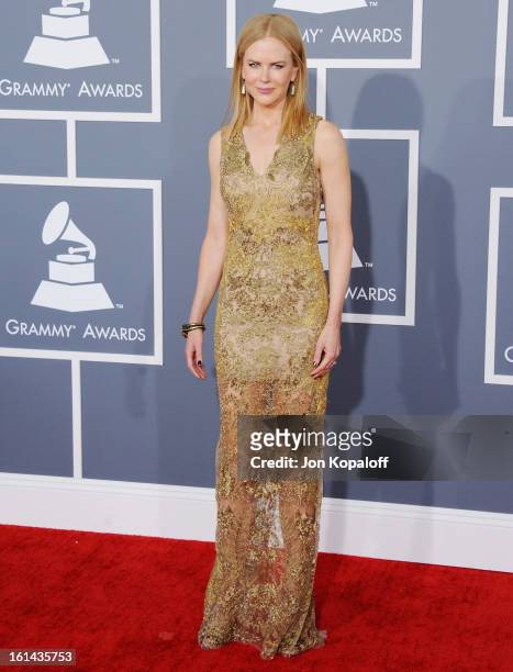 Actress Nicole Kidman arrives at The 55th Annual GRAMMY Awards at Staples Center on February 10, 2013 in Los Angeles, California.