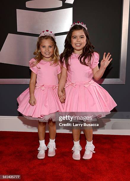 Rosie McClelland and Sophia Grace Brownlee attend the 55th Annual GRAMMY Awards at STAPLES Center on February 10, 2013 in Los Angeles, California.