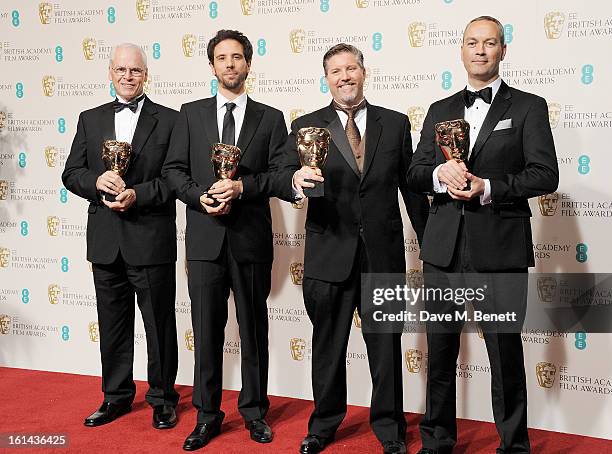 Donald R. Elliott, Guillaume Rocheron, Bill Westenhofer and Erik-Jan De Boer, winners of the Special Visual Effects award, pose in the Press Room at...