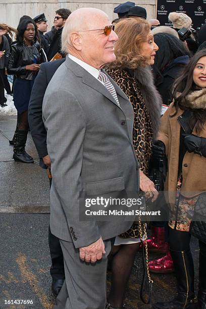 Barry Diller and designer Diane Von Furstenberg seen during fall 2013 Mercedes-Benz Fashion Week at Lincoln Center for the Performing Arts on...