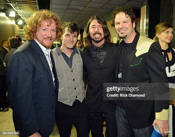 Musician Dave Grohl and guests attend the 55th Annual GRAMMY Awards at STAPLES Center on February 10, 2013 in Los Angeles, California.