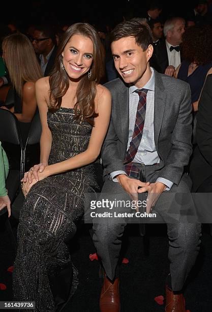 Actress Allison Williams and Ricky Van Veen attend the 55th Annual GRAMMY Awards at STAPLES Center on February 10, 2013 in Los Angeles, California..