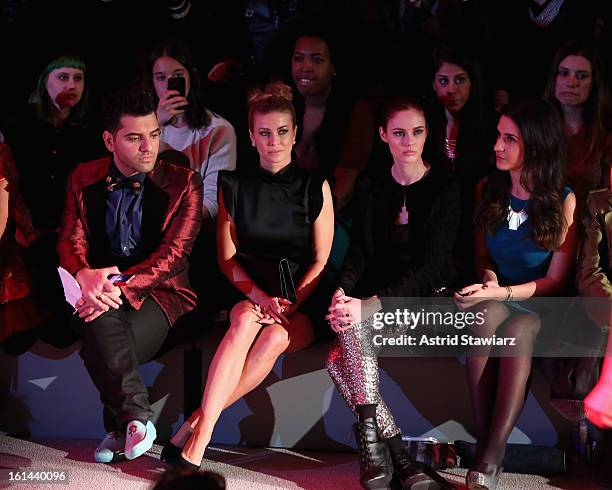 Carmen Electra and Alyssa Campanella attend the Vivienne Tam Fall 2013 fashion show with TRESemme during Mercedes-Benz Fashion Week at The Stage at...