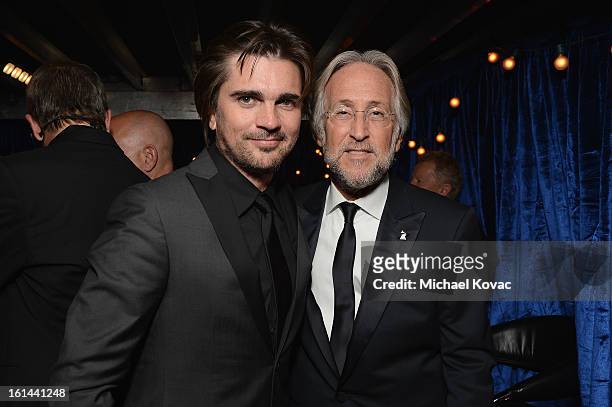 Musician Juanes and president/CEO of The Recording Academy Neil Portnow attend the 55th Annual GRAMMY Awards at STAPLES Center on February 10, 2013...
