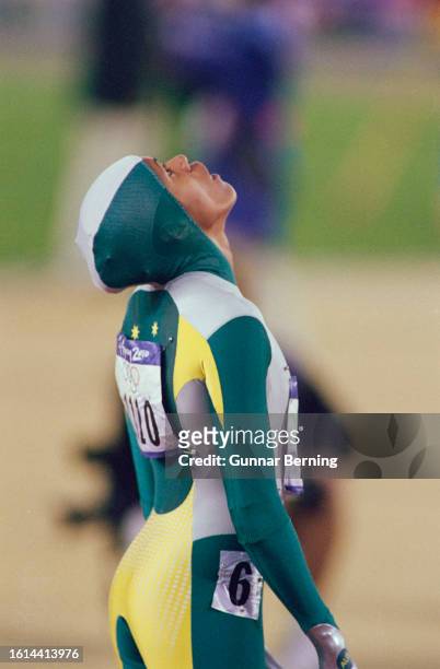 Australian athlete Cathy Freeman ahead of the final of the women's 400 metres event of the 2000 Summer Olympics, held at Stadium Australia in Sydney,...