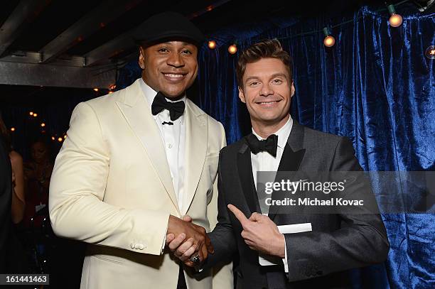 Host LL Cool J and TV personality Ryan Seacrest attend the 55th Annual GRAMMY Awards at STAPLES Center on February 10, 2013 in Los Angeles,...