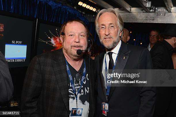 Producer Ken Ehrlich and NARAS President Neil Portnow attend the 55th Annual GRAMMY Awards at STAPLES Center on February 10, 2013 in Los Angeles,...