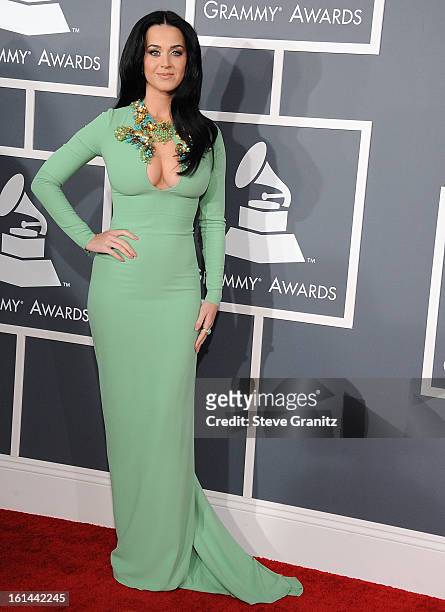 Katy Perry arrives at the The 55th Annual GRAMMY Awards on February 10, 2013 in Los Angeles, California.