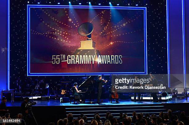Eighth Blackbird performs onstage at the The 55th Annual GRAMMY Awards at Nokia Theatre on February 10, 2013 in Los Angeles, California.