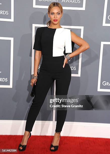 Beyonce arrives at the The 55th Annual GRAMMY Awards on February 10, 2013 in Los Angeles, California.