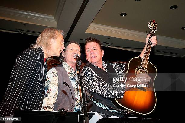Jimmie Dale Gilmore, Butch Hancock and Joe Ely of the Flatlanders perform during the Nobelity Projects Artists & Filmmakers Dinner honoring Kris...