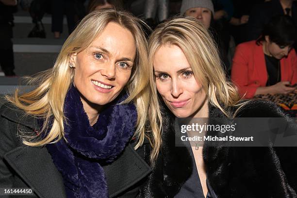 Lise Evans and Carola Jain attends Vivienne Tam during fall 2013 Mercedes-Benz Fashion Week at The Stage at Lincoln Center on February 10, 2013 in...