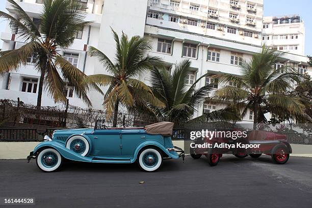 Vintage cars on displayl at the Cartier 'Travel With Style' Concours 2013 at Taj Lands End on February 10, 2013 in Mumbai, India.