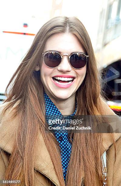 Actress Holland Roden seen outside the DKNY show on February 10, 2013 in New York City.