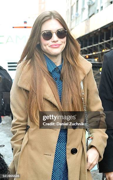 Actress Holland Roden seen outside the DKNY show on February 10, 2013 in New York City.