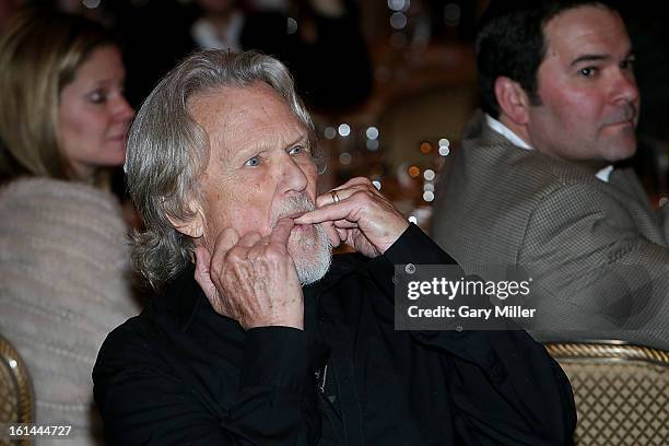 Kris Kristofferson watches the Flatlanders perform during the Nobelity Projects Artists and Filmmakers Dinner honoring Kris Kristofferson with the...