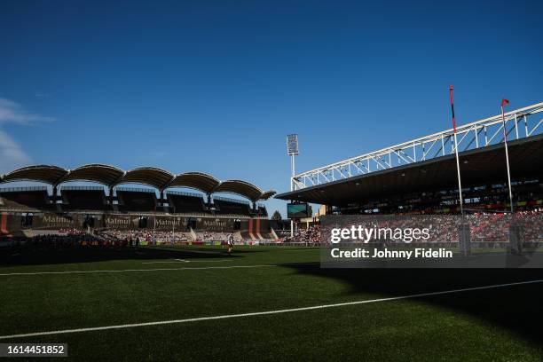 Illustration general view during the Top 14 match between Lyon Olympique Universitaire and Rugby Club Toulonnais at MATMUT Stadium on August 19, 2023...