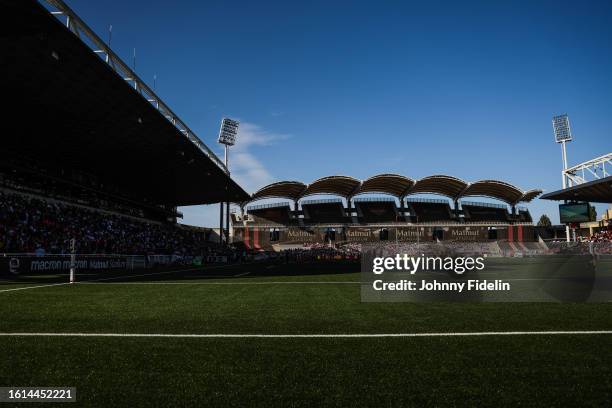 Illustration general view during the Top 14 match between Lyon Olympique Universitaire and Rugby Club Toulonnais at MATMUT Stadium on August 19, 2023...