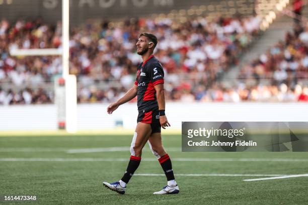 Vincent RATTEZ of Lyon OU with a mouth guard during the Top 14 match between Lyon Olympique Universitaire and Rugby Club Toulonnais at MATMUT Stadium...