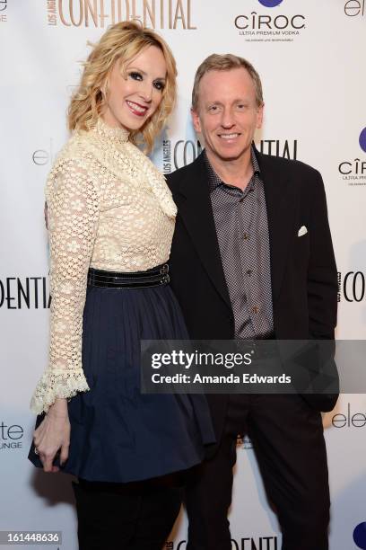 Publisher Alison Miller and Los Angeles Confidential Editor-in-Chief Spencer Beck arrive at the Los Angeles Confidential and Harmony Project GRAMMY...