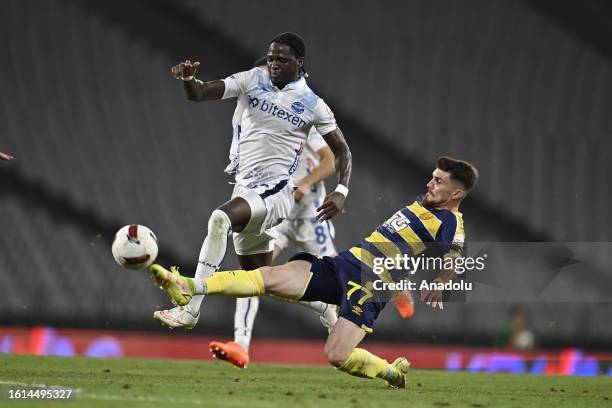 Hayrullah Bilazer of MKE Ankaragucu in action against Babajide David Akintola of Yukatel Adana Demirspor during the Turkish Super Lig week 2 match...