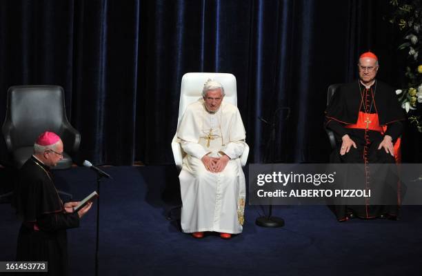 Pope Benedict XVI sits at the concert house in Freiburg, southern Germany, on September 25 on the final day of his first state visit to his native...