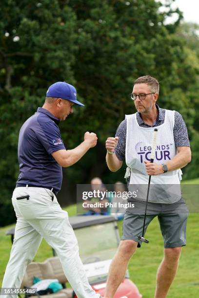 Greig Hutcheon of Scotland during Day Three of the Legends Tour Trophy hosted by Simon Khan at Hanbury Manor Marriott Hotel & Country Club on August...