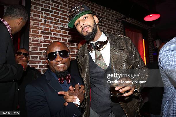 Femi Ojetunde and Swizz Beatz attend House Of Hype Monster Grammy Party at House Of Hype on February 10, 2013 in Los Angeles, California.